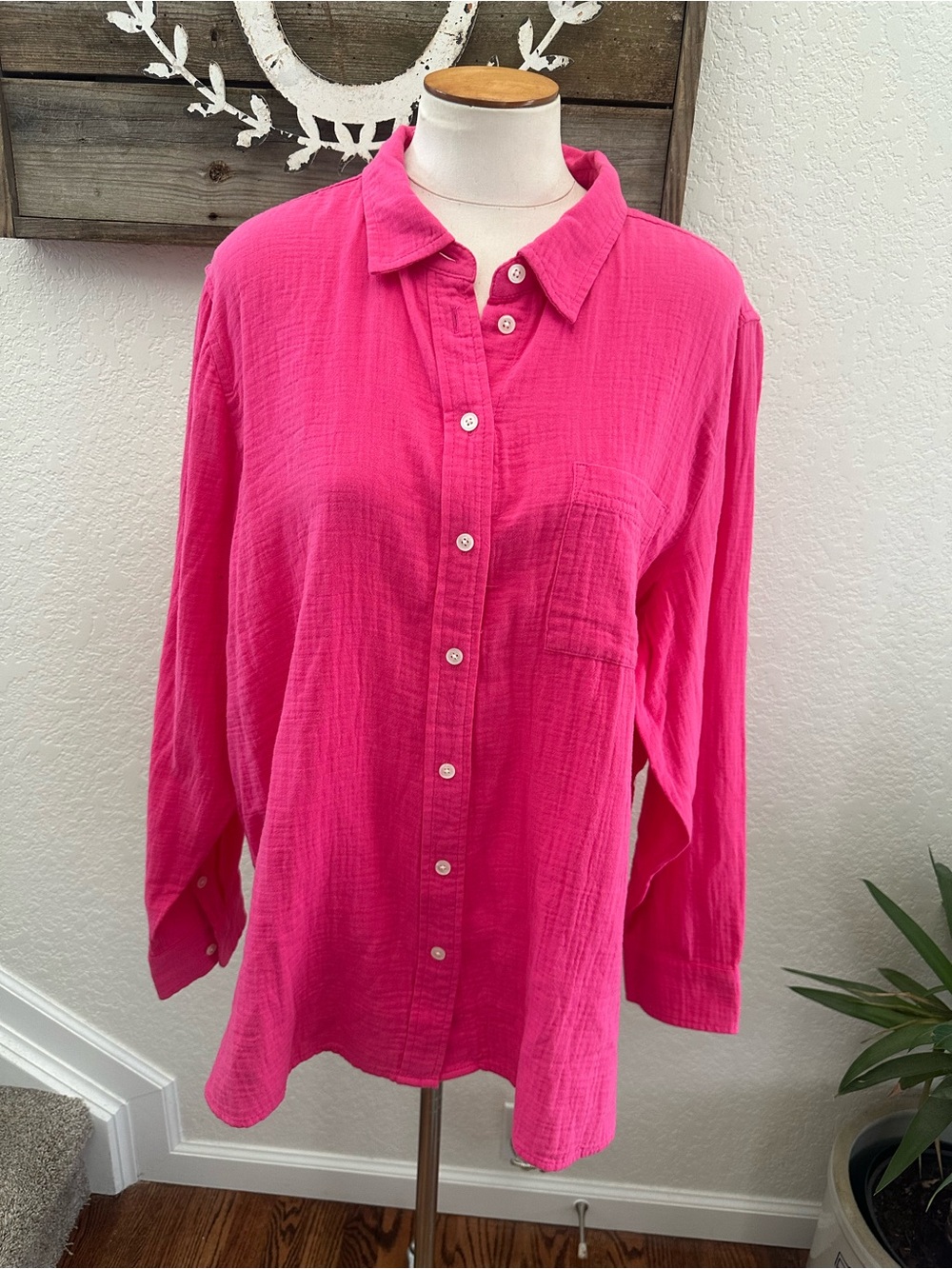 J. Crew Factory Women’s Relaxed Button-Up Shirt in Pink size 2X NWT